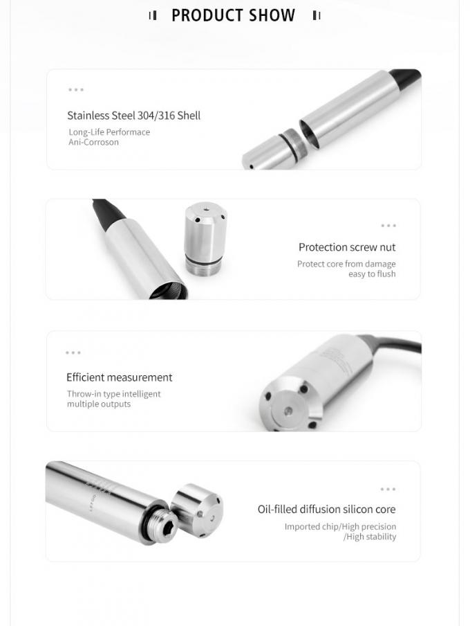 류지아 투어 인 잠수용 수면 레벨 센서 압력 레벨 송신기 물 탱크 레벨 트랜스듀서 2